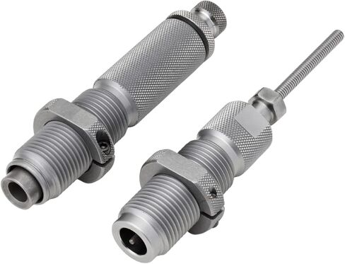 مجموعة Hornady Custom Grade New Dimension 2-Die، 300 BLACKOUT (.308) (546349) - معدات إعادة تحميل خاصة بالعيار للرافعات اليدوية مع قالب مقاس كامل الطول، وقوالب الجلوس، وحلقات Sure-Loc، وصندوق تخزين in Kuwait
