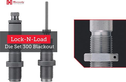 مجموعة Hornady Custom Grade New Dimension 2-Die، 300 BLACKOUT (.308) (546349) - معدات إعادة تحميل خاصة بالعيار للرافعات اليدوية مع قالب مقاس كامل الطول، وقوالب الجلوس، وحلقات Sure-Loc، وصندوق تخزين in Kuwait