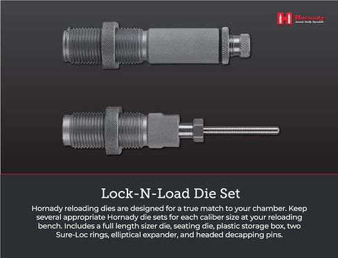 مجموعة Hornady Custom Grade New Dimension 2-Die، 300 BLACKOUT (.308) (546349) - معدات إعادة تحميل خاصة بالعيار للرافعات اليدوية مع قالب مقاس كامل الطول، وقوالب الجلوس، وحلقات Sure-Loc، وصندوق تخزين in Kuwait