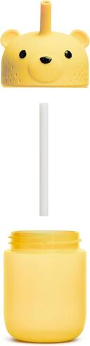كوب Munchkin Gentle™ Transition على شكل دب العسل للرضع والأطفال الصغار بعمر 6 أشهر فما فوق، زجاجة مضادة للانسكاب قابلة للعصر لسهولة الشرب، 9 أونصة، أصفر in Saudi Arabia