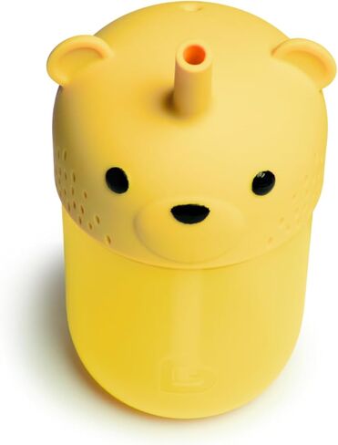 كوب Munchkin Gentle™ Transition على شكل دب العسل للرضع والأطفال الصغار بعمر 6 أشهر فما فوق، زجاجة مضادة للانسكاب قابلة للعصر لسهولة الشرب، 9 أونصة، أصفر in Saudi Arabia