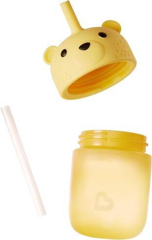 كوب Munchkin Gentle™ Transition على شكل دب العسل للرضع والأطفال الصغار بعمر 6 أشهر فما فوق، زجاجة مضادة للانسكاب قابلة للعصر لسهولة الشرب، 9 أونصة، أصفر in Saudi Arabia