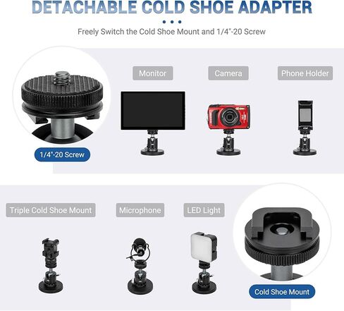 JJC ضوء 360 درجة مع حامل مغناطيسي لملحقات Insta360 X5 X4 X3 DJI Osmo 360 Xtra 360، مصباح فيديو LED شخصي قابل لإعادة الشحن مع. 1/4 بوصة - 20 خيط، 3 أوضاع ألوان / 5 مستويات سطوع لمدونة فيديو السيلفي in Kuwait
