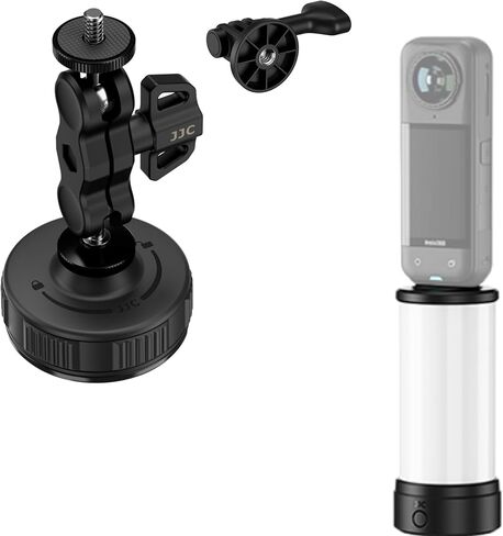 JJC ضوء 360 درجة مع حامل شفط لملحقات Insta360 X5 X4 X3 DJI Osmo 360 Xtra 360، مصباح فيديو LED شخصي قابل لإعادة الشحن مع. 1/4 بوصة - 20 خيط، 3 أوضاع ألوان / 5 مستويات سطوع لمدونة فيديو السيلفي in Kuwait