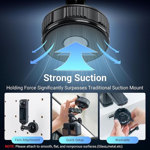 JJC ضوء 360 درجة مع حامل شفط لملحقات Insta360 X5 X4 X3 DJI Osmo 360 Xtra 360، مصباح فيديو LED شخصي قابل لإعادة الشحن مع. 1/4 بوصة - 20 خيط، 3 أوضاع ألوان / 5 مستويات سطوع لمدونة فيديو السيلفي in Kuwait
