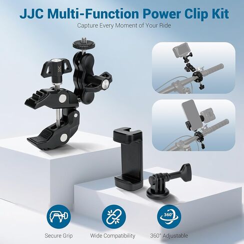 JJC مرفق ضوء 360 درجة مع حامل مشبك معدني لـ Insta360 X5 X4 X3 DJI Osmo 360 Gopro Max Xtra 360 ملحقات، مصباح فيديو LED شخصي قابل لإعادة الشحن مع. 1/4"-20 خيط، لمدونة الفيديو السيلفي in Kuwait