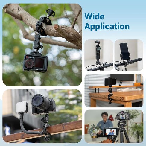 JJC مرفق ضوء 360 درجة مع حامل مشبك معدني لـ Insta360 X5 X4 X3 DJI Osmo 360 Gopro Max Xtra 360 ملحقات، مصباح فيديو LED شخصي قابل لإعادة الشحن مع. 1/4"-20 خيط، لمدونة الفيديو السيلفي in Kuwait