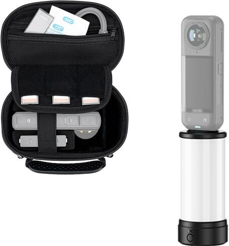 JJC ملحق ضوء 360 درجة مع حقيبة تخزين الكاميرا لملحقات Insta360 X5 X4 X3، مصباح فيديو LED شخصي قابل لإعادة الشحن مع. 1/4 بوصة - 20 خيط، 3 أوضاع ألوان / 5 مستويات سطوع لمدونة فيديو السيلفي in Kuwait