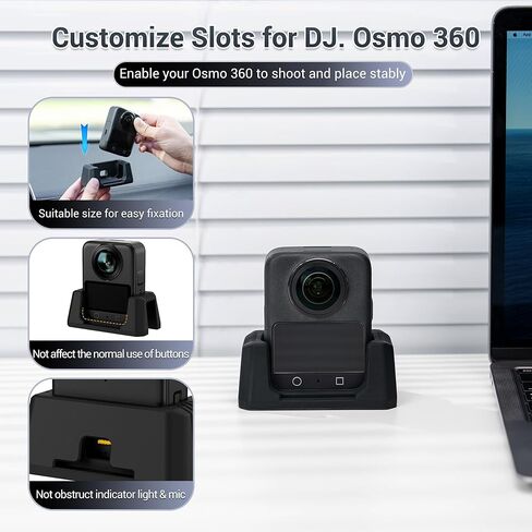 JJC 360° Light Attachment with Silicone Stand for DJI Osmo 360 Xtra 360 Accessories, Rechargeable Personal LED Video Light w. 1/4"-20 Thread, 3 Color Mode / 5 Brightness Level for Selfie Vlog in Kuwait