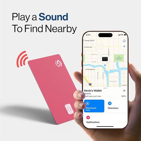 SPOTMINDERS Apple MFi Certified Credit Card Wallet Tracker PRO (iOS Only) 1 Pink & 4 Black - Works with Apple Find My Tracking Card for Wallet Rechargeable Tag IP68 0.07in Slim Item Finder in Kuwait