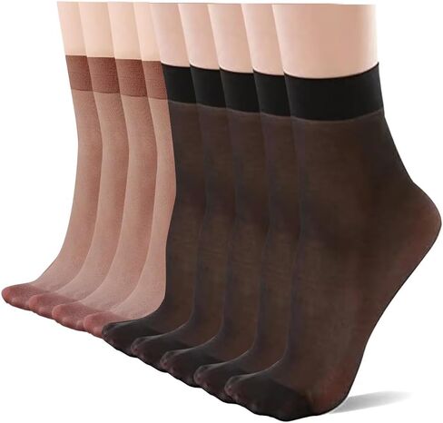 YAGAXI Women's Everyday Sheer Ankle Nylon Soft socks - 9 Pairs 20D Reinforced Toe with Comfort Top Hosiery in Kuwait