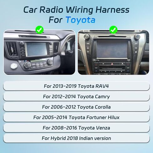 NHOPEEW Radio Wiring Harness Adapter Connector Compatible with Toyota RAV4 Camry Fortuner Hilux Corolla Venza - Radio Harness Car with Canbus + Original USB Cable in Kuwait