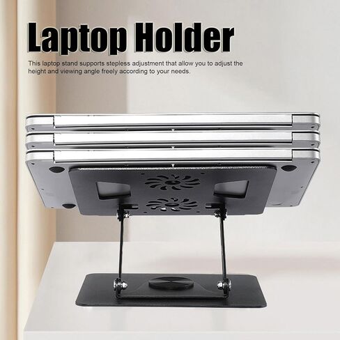 Naroote Laptop Stand Stepless Adjustable Cooling Fan Design Hollowed Rotatable Laptop Holder Computer Holder Metal Mount for Desk for Devices 11 to 17.3 Inches in Kuwait