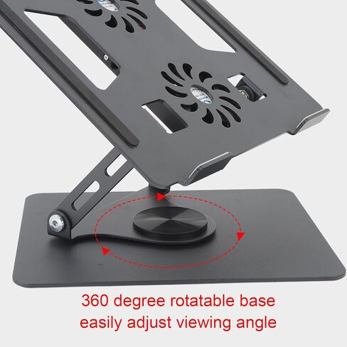 Naroote Laptop Stand Stepless Adjustable Cooling Fan Design Hollowed Rotatable Laptop Holder Computer Holder Metal Mount for Desk for Devices 11 to 17.3 Inches in Kuwait