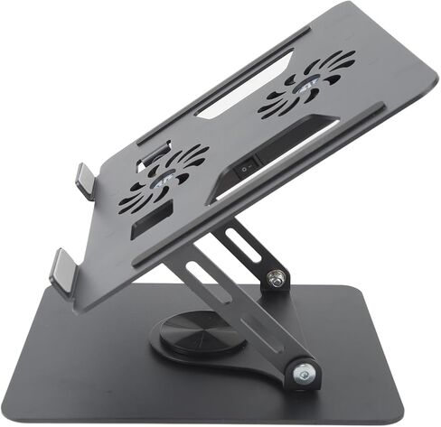Naroote Laptop Stand Stepless Adjustable Cooling Fan Design Hollowed Rotatable Laptop Holder Computer Holder Metal Mount for Desk for Devices 11 to 17.3 Inches in Kuwait