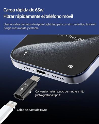 65W USB C Male to Lightning Female Fast Charger (3 Pack) for iPhone 16 15 Pro Type C Connector for iPad Cable Converter Accessories Compatible with Samsung S25 Connectors Adapter in Kuwait