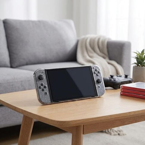 Glitter Clear Protective Case for Nintendo Switch OLED, Split PC Hard Shell, Scratch Resistant, Precise Cutouts, Daily Protection Cover in Kuwait