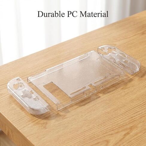 Glitter Clear Protective Case for Nintendo Switch OLED, Split PC Hard Shell, Scratch Resistant, Precise Cutouts, Daily Protection Cover in Kuwait