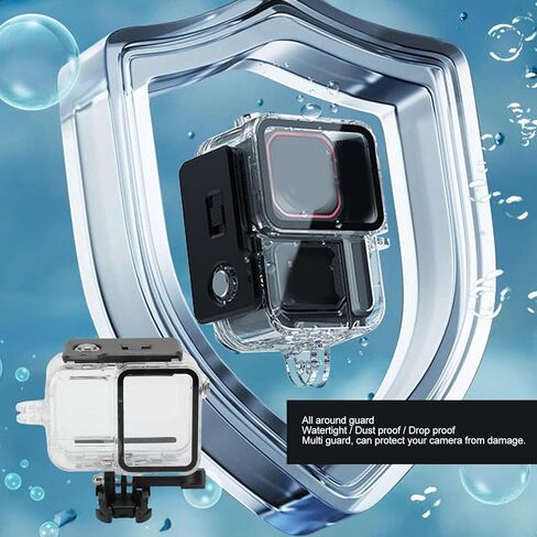 CUIFATI Action Camera Diving Housing حافظة مقاومة للماء 60M 197FT تحت الماء لـ Ace Pro 2 Ace Pro مع جبل تصوير عمودي أفقي in Saudi Arabia