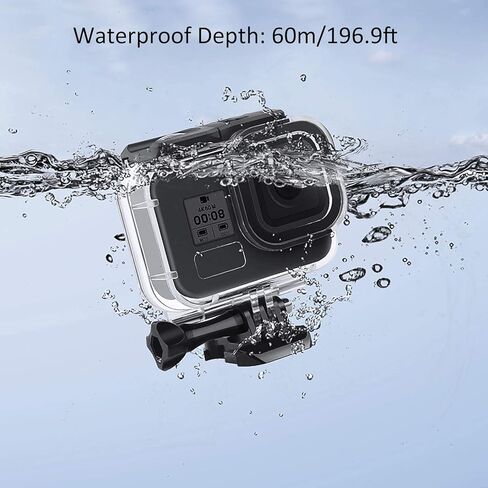 Waterproof Camera Diving Case Cover, Protective Housing Shell for Hero8, Transparent Acrylic - 60M Deep Water, Durable Cushion Padding, Underwater Adventure in Kuwait