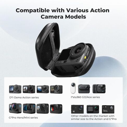 K&F CONCEPT Semi Open Carrying Case for DJI Osmo Action 6/3/4/5 Pro, Small EVA Hard Storage Bag Portable Travel Protector Case for Go Pro Hero 13/12/11/10/9 Black, Insta360 Ace/Ace Pro/2 in Kuwait