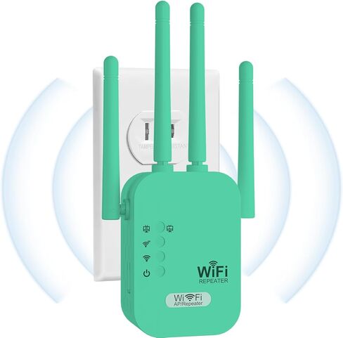 WiFi Extender, WiFi Repeater,Internet Booster, Long Range WiFi Extenders Signal Booster for Home, WiFi Repeater with Ethernet Port Covers Up to,Quick Setup-Mint Green in Kuwait