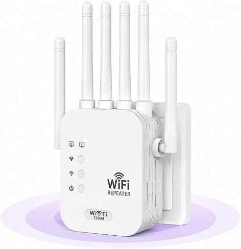 2026 معزز إشارة موسعات WiFi للمنزل، 1200 ميجابت في الثانية ثنائي النطاق 5 جيجا هرتز 2.4 جيجا هرتز إشارة طويلة المدى تصل إلى 10000 قدم مربع و50 جهازًا (6 هوائيات) in Kuwait