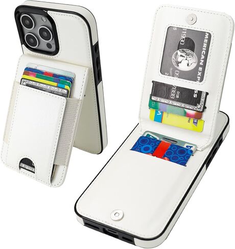 محفظة KIHUWEY لهاتف iPhone 16 Pro Max مع حامل بطاقة، سعة كبيرة RFID بقفل من جلد البولي يوريثان بمسند مغناطيسي ومشبك مغناطيسي للحماية من الصدمات وفتحات لبطاقات الائتمان 6.7 بوصة (أسود) in Kuwait