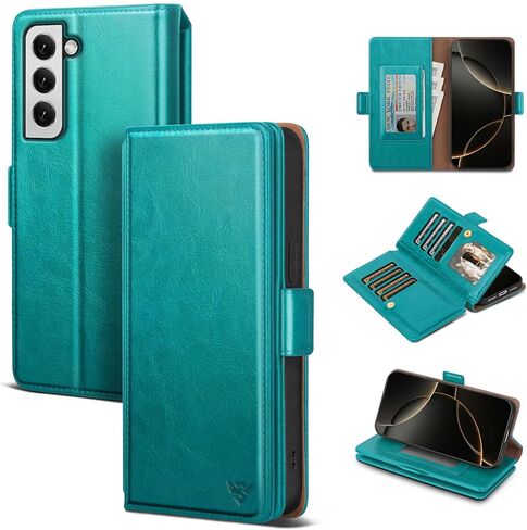 Compatible with Samsung Galaxy S22 Ultra Case Wallet with Card Holder Women Men,RFID Blocking PU Leather Phone Case Flip Shockproof Protector Cover Credit Card Slot Kickstand,Brown in Saudi Arabia