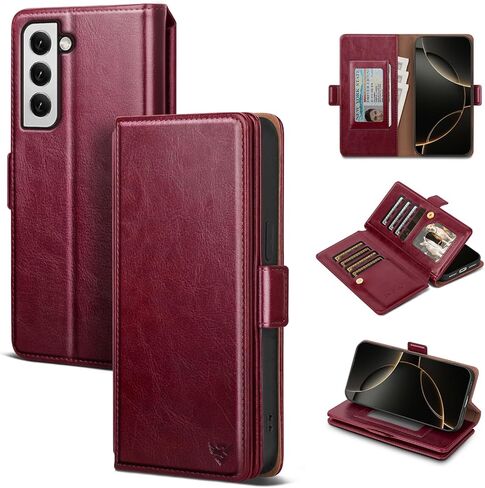 Compatible with Samsung Galaxy S22 Ultra Case Wallet with Card Holder Women Men,RFID Blocking PU Leather Phone Case Flip Shockproof Protector Cover Credit Card Slot Kickstand,Brown in Saudi Arabia