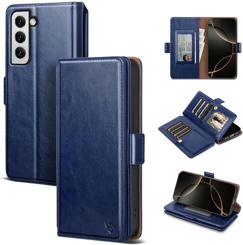 Compatible with Samsung Galaxy S22 Ultra Case Wallet with Card Holder Women Men,RFID Blocking PU Leather Phone Case Flip Shockproof Protector Cover Credit Card Slot Kickstand,Brown in Saudi Arabia
