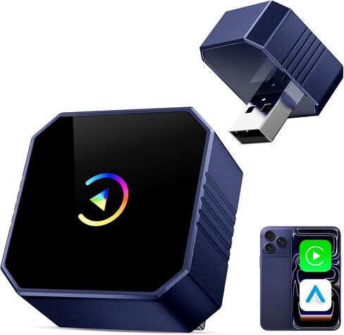 2026 محول CarPlay لاسلكي صغير ترقية سلكي إلى لاسلكي لـ CarPlay وAndroid، التوصيل والتشغيل التلقائي السريع، إعادة الاتصال التلقائي والتحكم المستقر بدون تأخير لهاتف iPhone iOS 10+ وAndroid 11+ in Kuwait