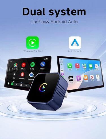 2026 محول CarPlay لاسلكي صغير ترقية سلكي إلى لاسلكي لـ CarPlay وAndroid، التوصيل والتشغيل التلقائي السريع، إعادة الاتصال التلقائي والتحكم المستقر بدون تأخير لهاتف iPhone iOS 10+ وAndroid 11+ in Kuwait