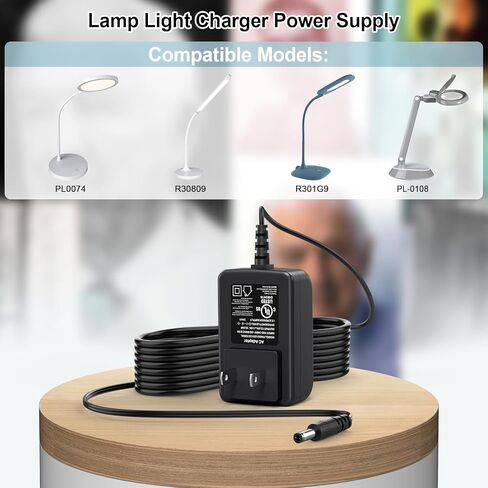 شاحن محول تيار متردد/تيار مستمر 13.5 فولت متوافق مع عنصر OttLite PL-0074 PL0074 LED 4.8 وات تيار مستمر 13 فولت 0.4 أمبير R30809 R301G9 PL-0108 4.6 وات 3.2 وات DC13.5V إمداد سلك الطاقة لإضاءة مصباح مكتب OTT Lite in Kuwait