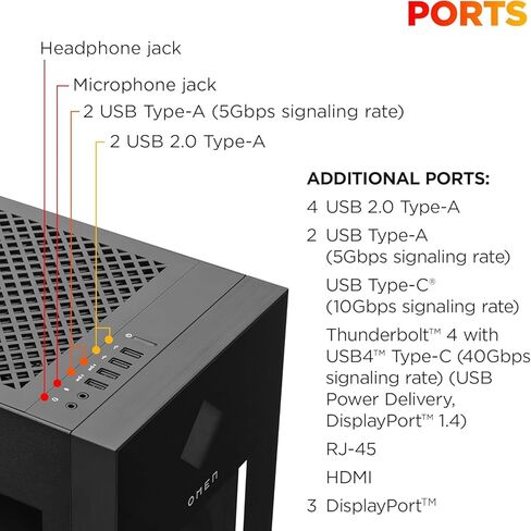 HP. كمبيوتر مكتبي للألعاب OMEN 45L GT22 - معالج Intel Core Ultra 9 285K حتى 5.7 جيجا هرتز، وذاكرة وصول عشوائي DDR5 سعة 64 جيجابايت، و1 تيرابايت NVMe SSD، وNVIDIA GeForce RTX 5070، وتبريد سائل، وإضاءة RGB، ومساعد الذكاء الاصطناعي، ونظام التشغيل Windows 11  in Kuwait