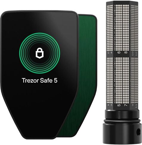محفظة أجهزة Trezor Safe 5 مع حزمة النسخ الاحتياطي للبذور المعدنية - أمان التشفير لشاشة اللمس، وحماية العناصر الآمنة ومجموعة استعادة التخزين البارد in Kuwait