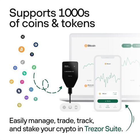 محفظة أجهزة Trezor Safe 5 مع حزمة النسخ الاحتياطي للبذور المعدنية - أمان التشفير لشاشة اللمس، وحماية العناصر الآمنة ومجموعة استعادة التخزين البارد in Kuwait