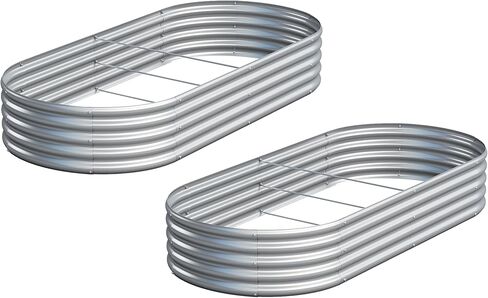 2PCS 6x3x1ft Galvanized Metal Raised Garden Bed Kit,Outdoor Planter Box Vegetables,Flowers,Herbs Durable Rust-Resistant Patio Gardening Beds in Saudi Arabia