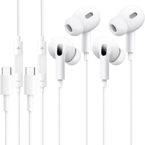 USB C Wired Earphones for iPhone 17 16 15, Apple MFi Certified 2 Pack Type C Wired Headphones for iPhone 17 16 15 Pro Max, iPad Pro,Samsung Galaxy S25 S24 Ultra,Pixel 9, Noise Cancelling Earbuds in Kuwait