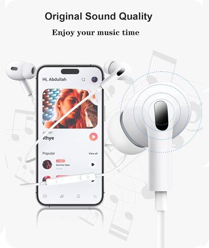 USB C Wired Earphones for iPhone 17 16 15, Apple MFi Certified 2 Pack Type C Wired Headphones for iPhone 17 16 15 Pro Max, iPad Pro,Samsung Galaxy S25 S24 Ultra,Pixel 9, Noise Cancelling Earbuds in Kuwait