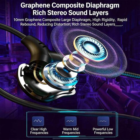 【9D Surround Sound - USB-C】 2026 new Model HiFi Gaming in Ear Headphones with Built-in Microphone and Soundproof Earplugs - Wired Headphones with Clear Sound and Low Bass in Kuwait