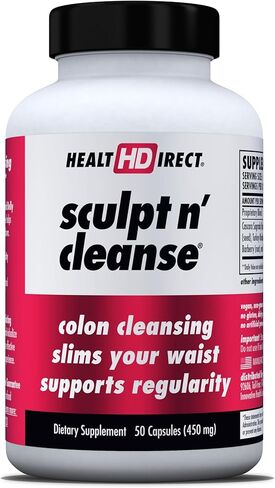 Health Direct Sculpt n 'Cleanse - تطهير القولون العشبي للصحة والانتظام - ملحق التخلص من السموم والمعدة الطبيعية - 50 كبسولات الخضار in Kuwait