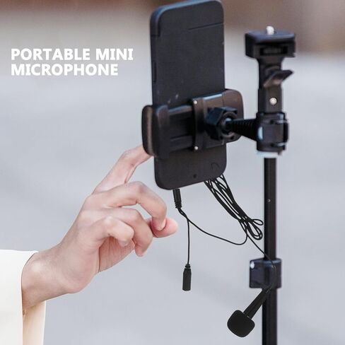 Holibanna Portable Mini Microphone for Smartphone Recording, Small Condenser Phone Mic with Clip, Black Mini Mic for Karaoke and Vocal Use in Kuwait