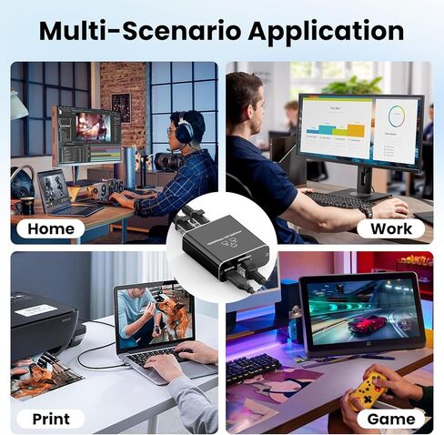 Gigabit Ethernet Splitter 1 to 2, 1000Mbps High Speed LAN Splitter with USB‑C Power, RJ45 Network Adapter Supports 2 Devices Simultaneously, Compatible with Cat8/7/6/5 Cable in Kuwait