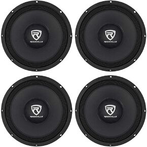 Rockville RM108PRO Mid-Range Pro Car Speaker, 10 in, 600W Peak/300W RMS, 8 Ohm, Mid-Bass, Kevlar Cone, Open Basket, CEA Compliant, 56oz Magnet, for Car Audio, 4-Piece in Saudi Arabia