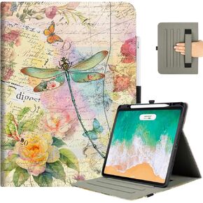 حافظة Vimorco Folio لجهاز iPad Air 13 بوصة M4/M3/M2 2026/2025/2024، لجهاز iPad Pro 12.9 بوصة الجيل السادس/الخامس/الرابع/الثالث، حامل قلم رصاص وجيب وحزام يد، غطاء زوايا قابل للتعديل، نوم/استيقاظ تلقائي، اليعسوب in Kuwait