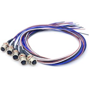 5Pcs M8 4 Pin A Code Female Connector Cable, IP67 Waterproof Back Mount Cable UnShielded Straight Aviation Socket Electrical Cable Sensor Receptacle 30V 4A (0.5Meter/1.64ft) in Kuwait