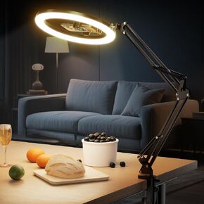 UBeesize 12’’ Overhead Ring Light for Desk with Phone Mount, LED Selfie Light with Adjustable Arm & Clamp, Dimmable Lighting for Video Recording, Zoom, Live Streaming, TikTok, YouTube in Kuwait