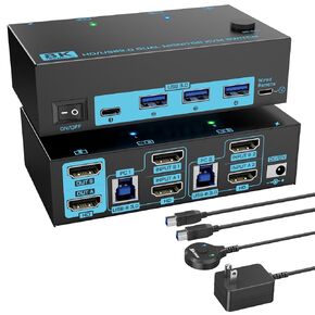 محول 8K/4K KVM 3 شاشات 3 أجهزة كمبيوتر شاشة ثلاثية 3 منافذ 2 منفذ عرض 1.4 وHDMI 2.1 USB 3.0 مفاتيح KVM، DP 1.4 يدعم 8K@30 هرتز/4K@144 هرتز، HDMI يدعم 8K@60 هرتز /4K@120 هرتز مع جهاز تحكم سلكي in Kuwait