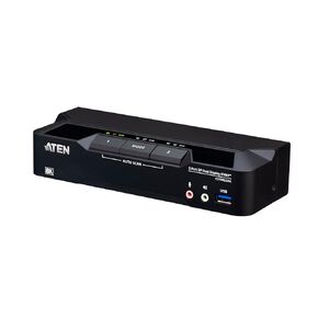 ATEN CS1942DPA 2-Port USB 3.0 8K Dual-Display DisplayPort KVM Switch & Cables, Control 2 PC with 2 monitors, 1 keyboard & mouse, 8K@60Hz, 4K@120Hz, HotKey, push button, remote port or RS-232 switching in Kuwait